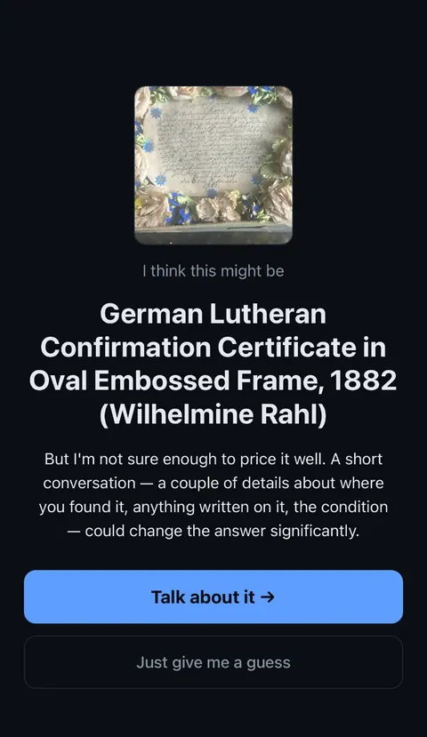 What's It Worth identifying an 1882 German Lutheran confirmation certificate