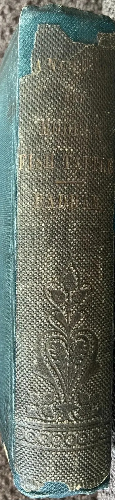 Spine and binding of the 1854 first edition of Prose Halieutics