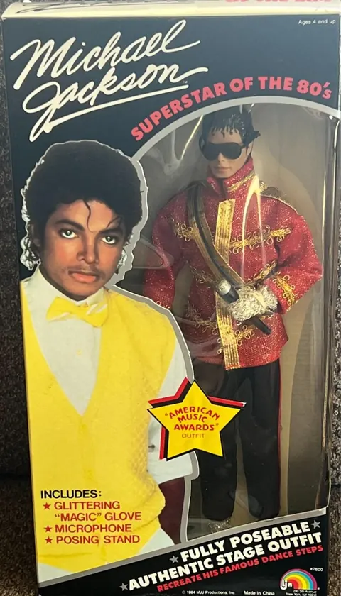 Boxed 1984 LJN Michael Jackson Superstar of the 80's doll in the American Music Awards outfit